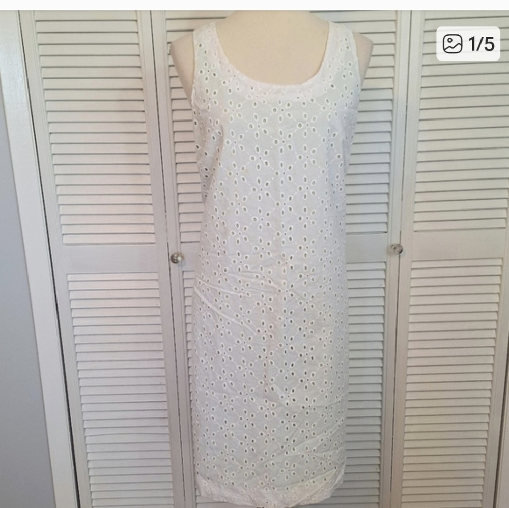 Madison cotton white sherbet eyelet lace dress sz XL *C6